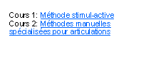 Zone de Texte: Cours 1: Mthode stimul-activeCours 2: Mthodes manuelles spcialises pour articulations